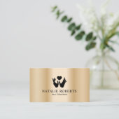 ヒーリングハンズ&ハートマッサージセラピーモダン金ゴールド 名刺 (スタンド正面)