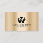 ヒーリングハンズ&ハートマッサージセラピーモダン金ゴールド 名刺 (正面)