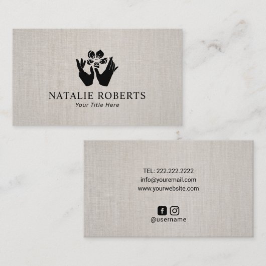 ヒーリングハンズ&フラワーマッサージセラピーリネン 名刺 (正面/裏面)