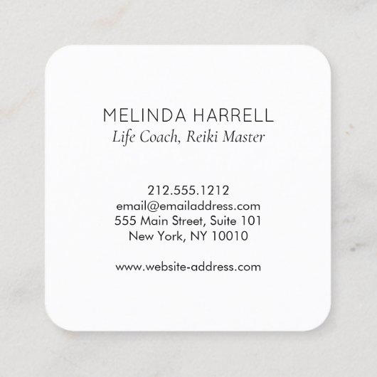 ヒーリングハンドロゴ霊気，ヒーラー，ウェルネス スクエア名刺 (裏面)