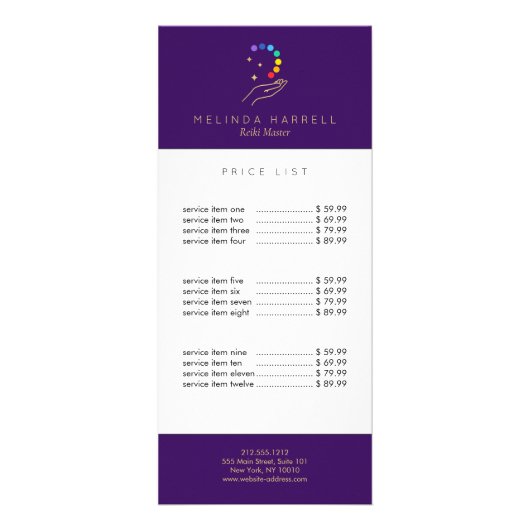 ヒーリングハンドロゴ霊気、マッサージブライトパープル ラックカード (正面)