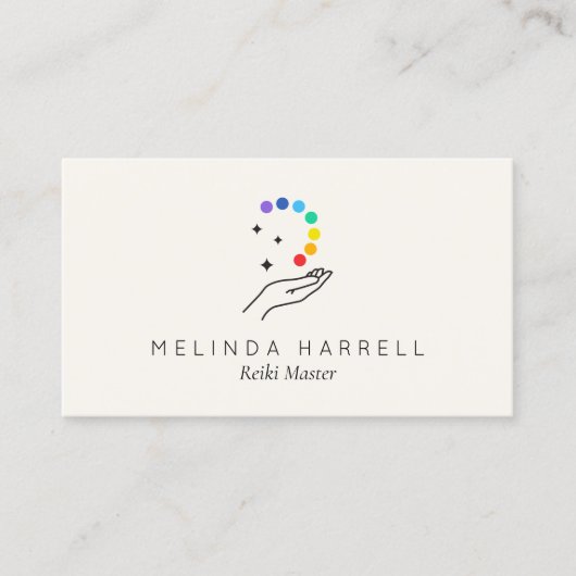 ヒーリングハンドロゴ霊気、マッサージ、ウェルネスアイボリー 名刺 (正面)