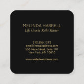 ヒーリングハンドロゴ霊気、マッサージ、ウェルネスブラック スクエア名刺 (裏面)