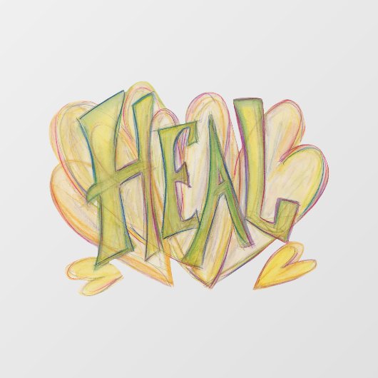 ヒーリングハートワードアート感動的ウィンドウの固定 ウィンドウサイン (シート)