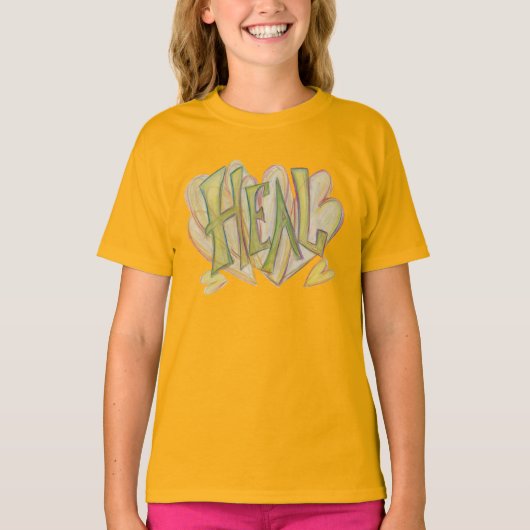 ヒーリングハート感動的ワードアートTシャツ Tシャツ (正面)