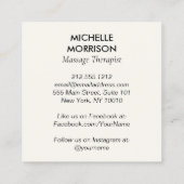 ヒーリングモダンハンズマッサージブラックとアイボリーロゴ スクエア名刺 (裏面)