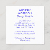 ヒーリングモダンハンズマッサージ、ウェルネスブルーロゴ スクエア名刺 (裏面)