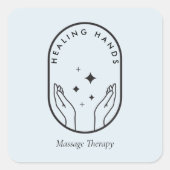 ヒーリングモダンハンズマッサージ、ウェルネスロゴブルー スクエアシール (正面)