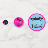 ヒールとホイール – 黒| 車 | ピンクと青の写真 コンフェッティ (正面)