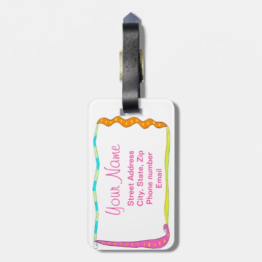 ヒールの白いラゲッジタグをキック ラゲッジタグ (裏面縦)