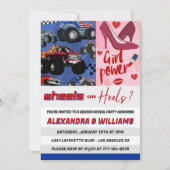 ヒールまたはホイールの性別が招待ピンクの青を明らかにする 招待状 (正面)