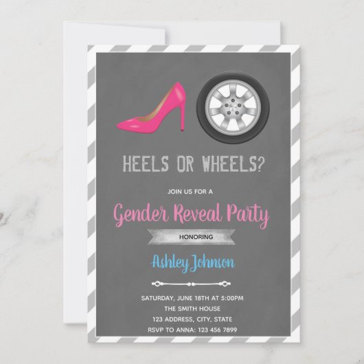 ヒールまたはホイールの性別の明示への招待 招待状 (正面)