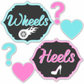 ヒールまたはホイールジェンダーが赤ちゃんシャワーを明らかにする シール (正面)