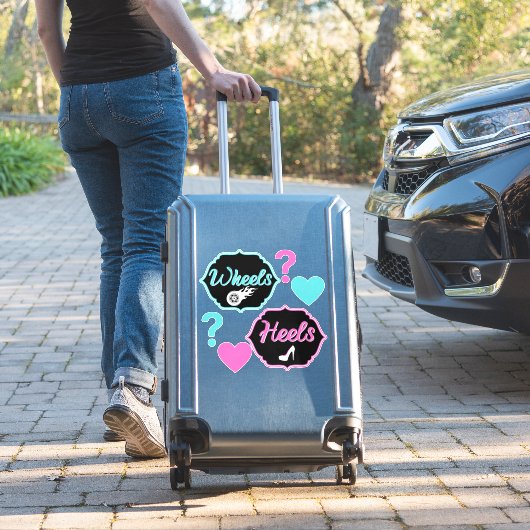 ヒールまたはホイールジェンダーが赤ちゃんシャワーを明らかにする シール (スーツケースインサイチュ)