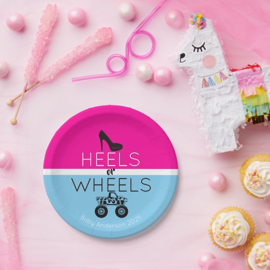 ヒールまたはホイールモンスタートラックの性別の表示 ペーパープレート