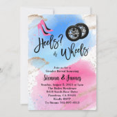 ヒールまたはホイール性別リビール、ピンクまたはブルー 招待状 (正面)