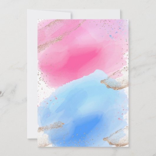 ヒールまたはホイール性別リビール、ピンクまたはブルー 招待状 (裏面)