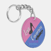ヒールまたはホイール|ピンクと青のジェンダーリビール キーホルダー (正面左)