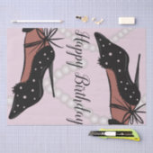 ヒールエレガント美しいファッショニスタ誕生日ピンク 薄葉紙 (クラフト)