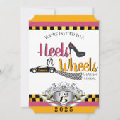 ヒール/ホイール{Car}ピンク&イエロージェンダーリビール 招待状 (正面)