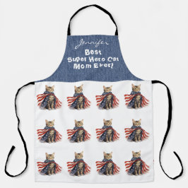 ヒーロおもしろいすごいキャットオールオーバープリントエプロン エプロン