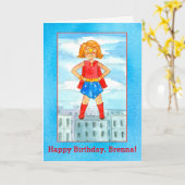 ヒーロすごいガールハッピーバースデー名前をカスタムする カード (黄色い花)