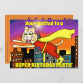 ヒーロすごいキャットパーティの招待状 招待状 (正面/裏面)