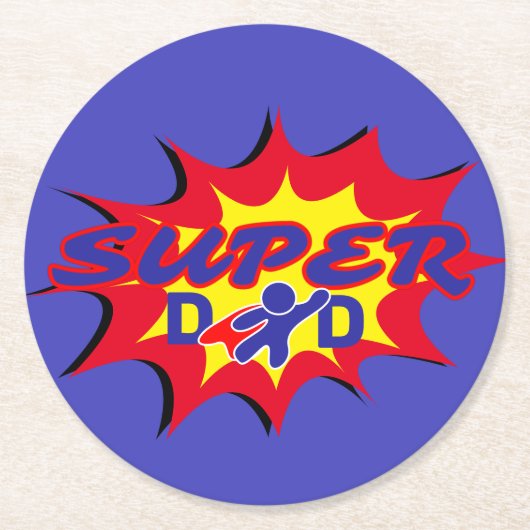 ヒーロすごいパパ漫画本父の日 ラウンドペーパーコースター (正面)