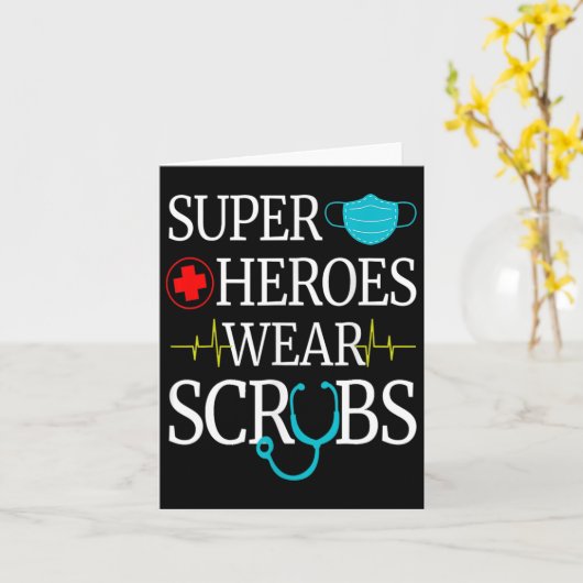 ヒーロすごいー衣服スクラブ看護かわいい医療看護婦 カード (黄色い花)
