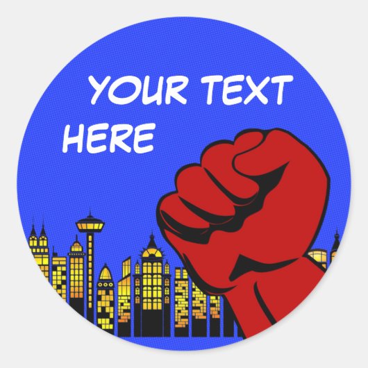 ヒーロすごいー・ラウンド・ステッカー – 誕生日パーティー少年 ラウンドシール (正面)