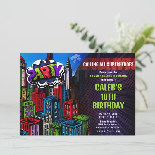 ヒーロすごい漫画ブックシティバースデーパーティー 招待状 (スタンド正面)