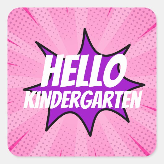 ヒーロすごい漫画学校初日の文字 スクエアシール (正面)