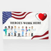 ヒーロカスタマイズーズはここで病院アイコン文字ビッグ 横断幕 (横)