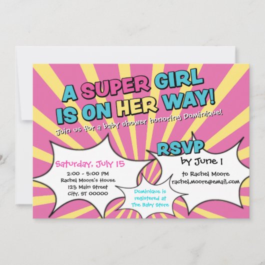 ヒーロガーすごいルベビーシャワー招待状 招待状 (正面)