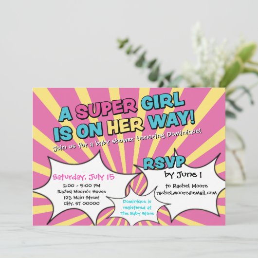 ヒーロガーすごいルベビーシャワー招待状 招待状 (スタンド正面)