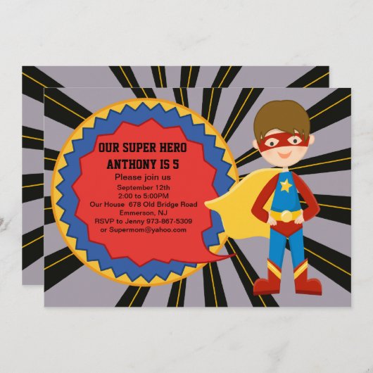 ヒーロボすごいイズ誕生日招待状 招待状 (正面/裏面)