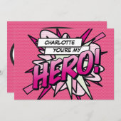 ヒーローおもしろいレトロ漫画ブックアポップ・アートのート 招待状 (正面/裏面)