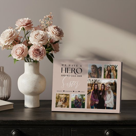 「ヒーローがいる、私たちは彼女を妹と呼ぶ」フォト コラージュ フォトプラーク