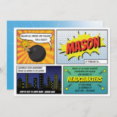 ヒーローすごいとヴィランの子供の誕生日パーティー 招待状 (正面/裏面)