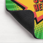 ヒーローすごいブーム、緑の背景 マウスパッド (コーナー)