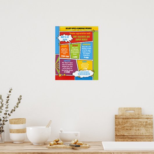 ヒーローすごい先生感謝週間の旅程 ポスター (キッチン)