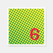 ヒーローすごい漫画カラフルグリーンイエロードットAGE スタンダードカクテルナプキン (正面)