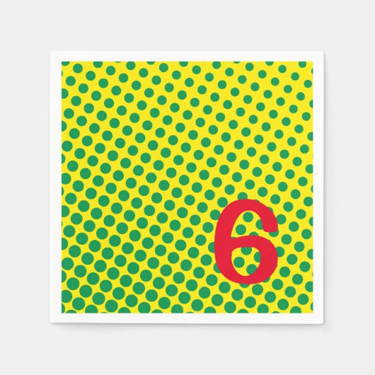 ヒーローすごい漫画カラフルグリーンイエロードットAGE スタンダードカクテルナプキン (正面)