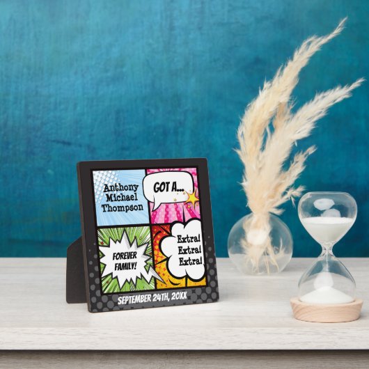 ヒーローすごい漫画ブックの採用、家族のギフト フォトプラーク (インサイチュ)