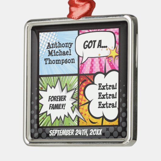 ヒーローすごい漫画ブックの採用、家族のギフト メタルオーナメント (左)