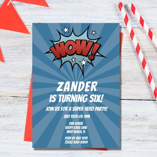 ヒーローすごい漫画ボーイ誕生日パーティーの招待 招待状
