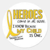 ヒーローすべてのサイズ1子供の子供の頃のがん ラウンドシール (正面)