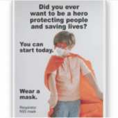 ヒーローになってビニール救のステッカーを生きる シール (正面)