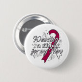 ヒーローにリボンを付けた咽喉がん 缶バッジ (正面&裏面)