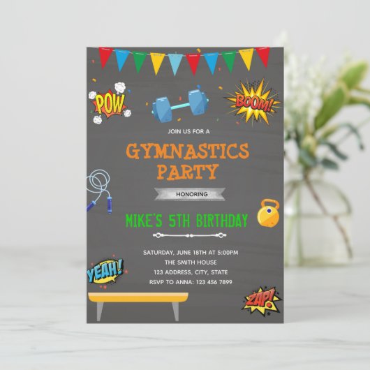 ヒーローの体操パーティー招待状 招待状 (スタンド正面)